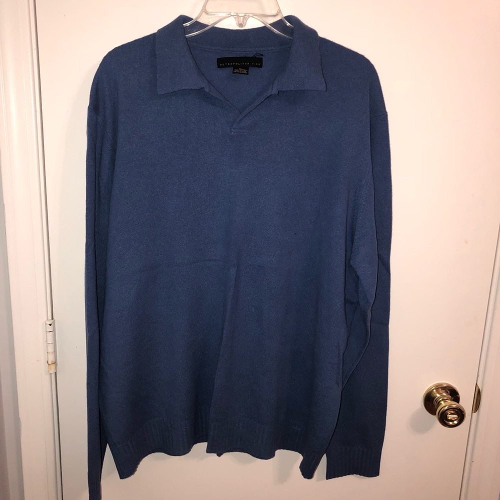 Metropolitan View | Men’s Blue Cashmere Sweater XL